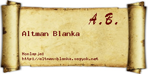 Altman Blanka névjegykártya
