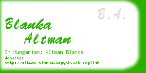 blanka altman business card